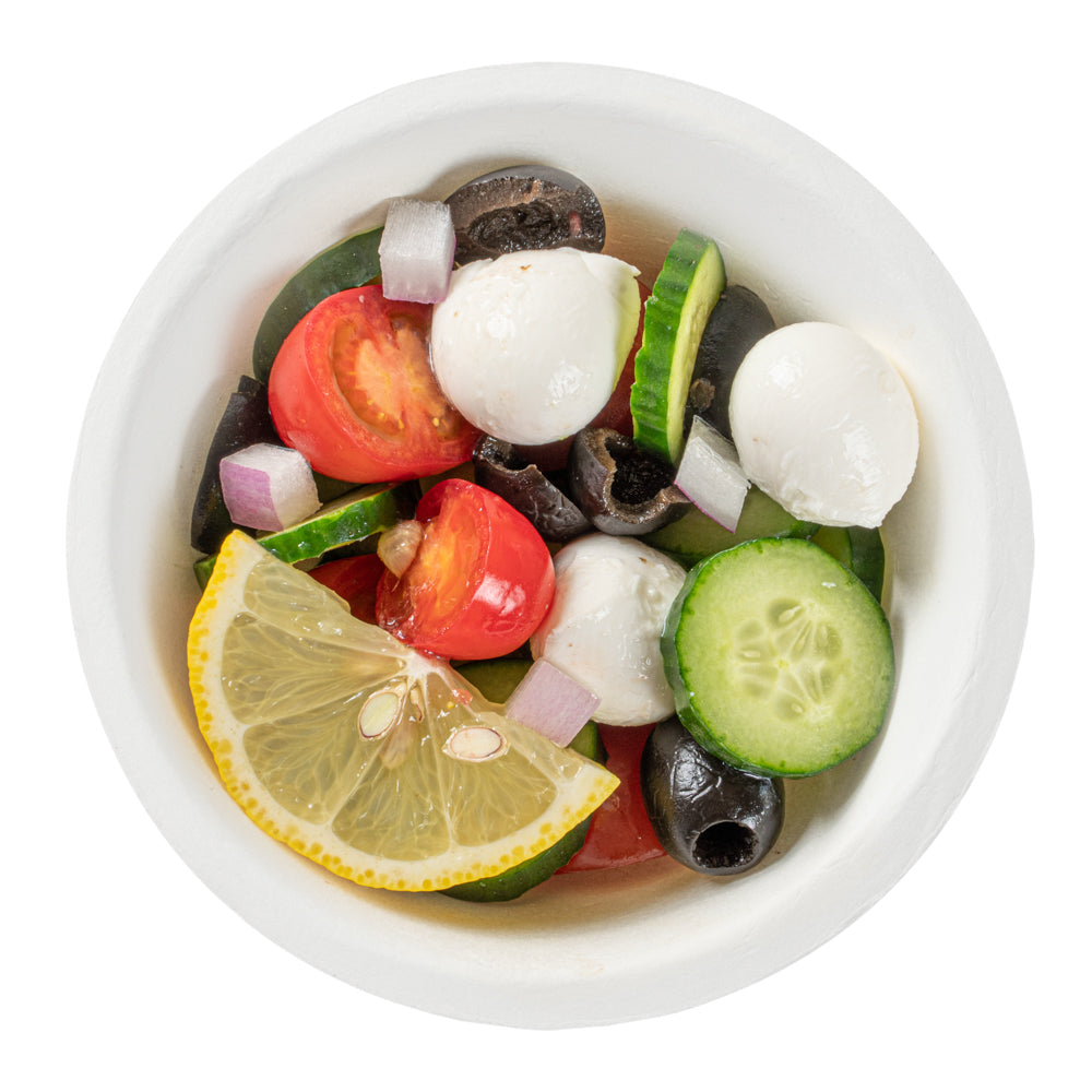 Pulp Safe No PFAS Added 8 oz Round White Sugarcane / Bagasse Salad Bowl - Home Compostable - 4 1/2" x 4 1/2" x 1 3/4" - 100 count box