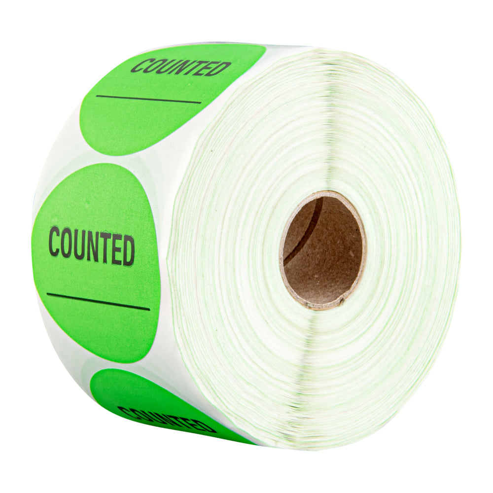 Label Tek Green Paper Counted Inventory Label - 2" x 2" - 1000 count roll
