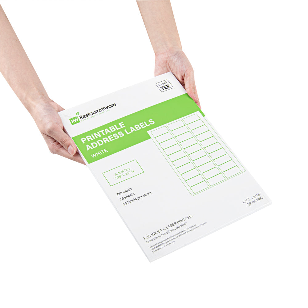 Label Tek White Paper Printable Address Label - 2 3/4" x 1" - 750 labels