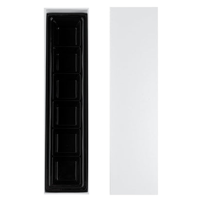 Sweet Vision Rectangle White Paper Candy / Chocolate Boxes - 6 Compartments - 10 3/4" x 2 3/4" x 1 1/2" - 10 count box
