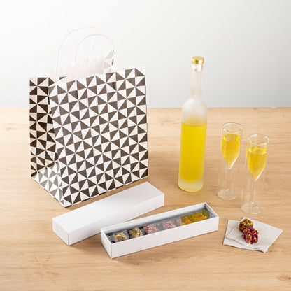Sweet Vision Rectangle White Paper Candy / Chocolate Boxes - 6 Compartments - 10 3/4" x 2 3/4" x 1 1/2" - 100 count box