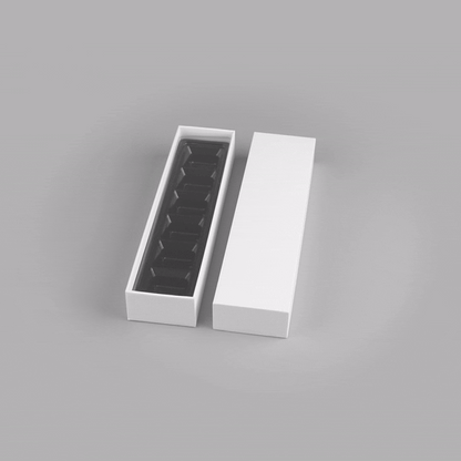 Sweet Vision Rectangle White Paper Candy / Chocolate Boxes - 6 Compartments - 10 3/4" x 2 3/4" x 1 1/2" - 100 count box