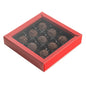 Sweet Vision Square Red Paper Candy / Chocolate Boxes - 9 Compartments - 7 1/4" x 7 1/4" x 1 1/2" - 10 count box