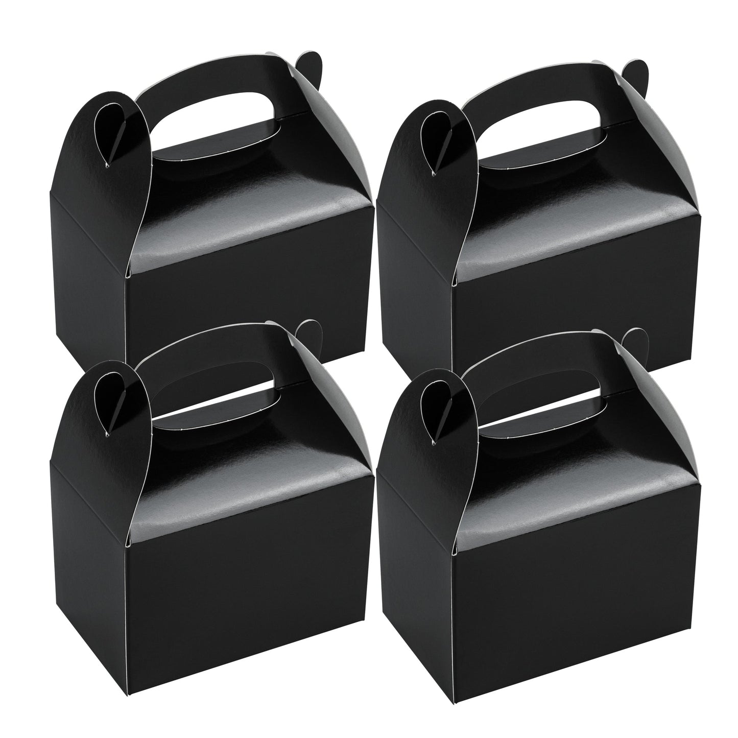Bio Tek Black Paper Gable Box / Take Out Container - Greaseproof - 4" x 2 1/2" x 2 1/2" - 100 count box