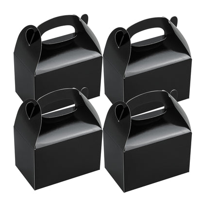 Bio Tek Black Paper Gable Box / Take Out Container - Greaseproof - 4" x 2 1/2" x 2 1/2" - 25 count box