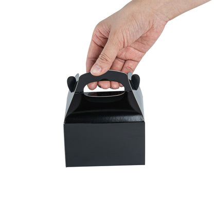 Bio Tek Black Paper Gable Box / Take Out Container - Greaseproof - 4" x 2 1/2" x 2 1/2" - 25 count box