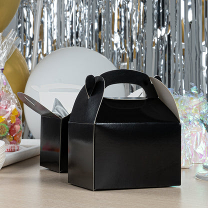 Bio Tek Black Paper Gable Box / Take Out Container - Greaseproof - 4" x 2 1/2" x 2 1/2" - 25 count box