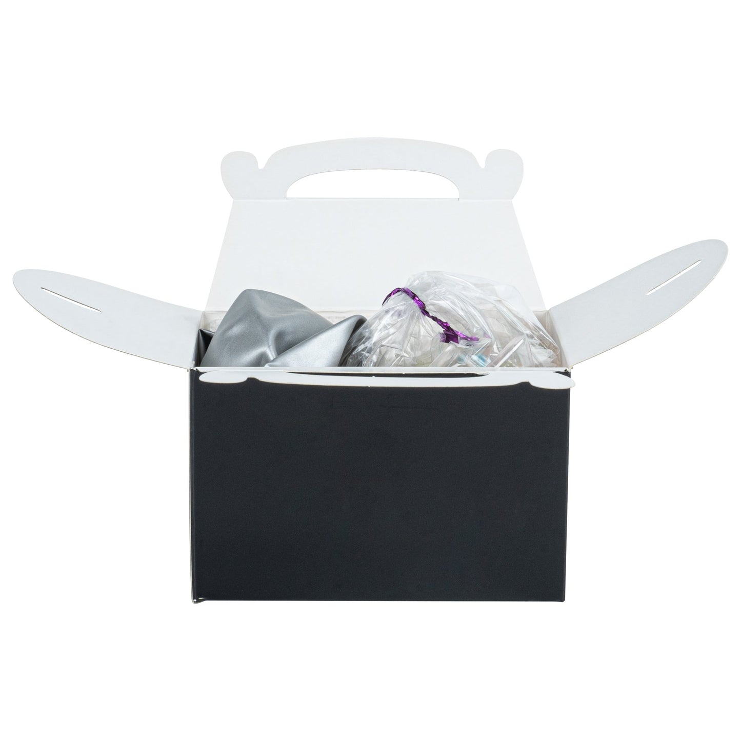 Bio Tek Black Paper Gable Box / Take Out Container - Greaseproof - 4" x 2 1/2" x 2 1/2" - 100 count box