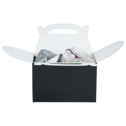 Bio Tek Black Paper Gable Box / Take Out Container - Greaseproof - 4" x 2 1/2" x 2 1/2" - 100 count box