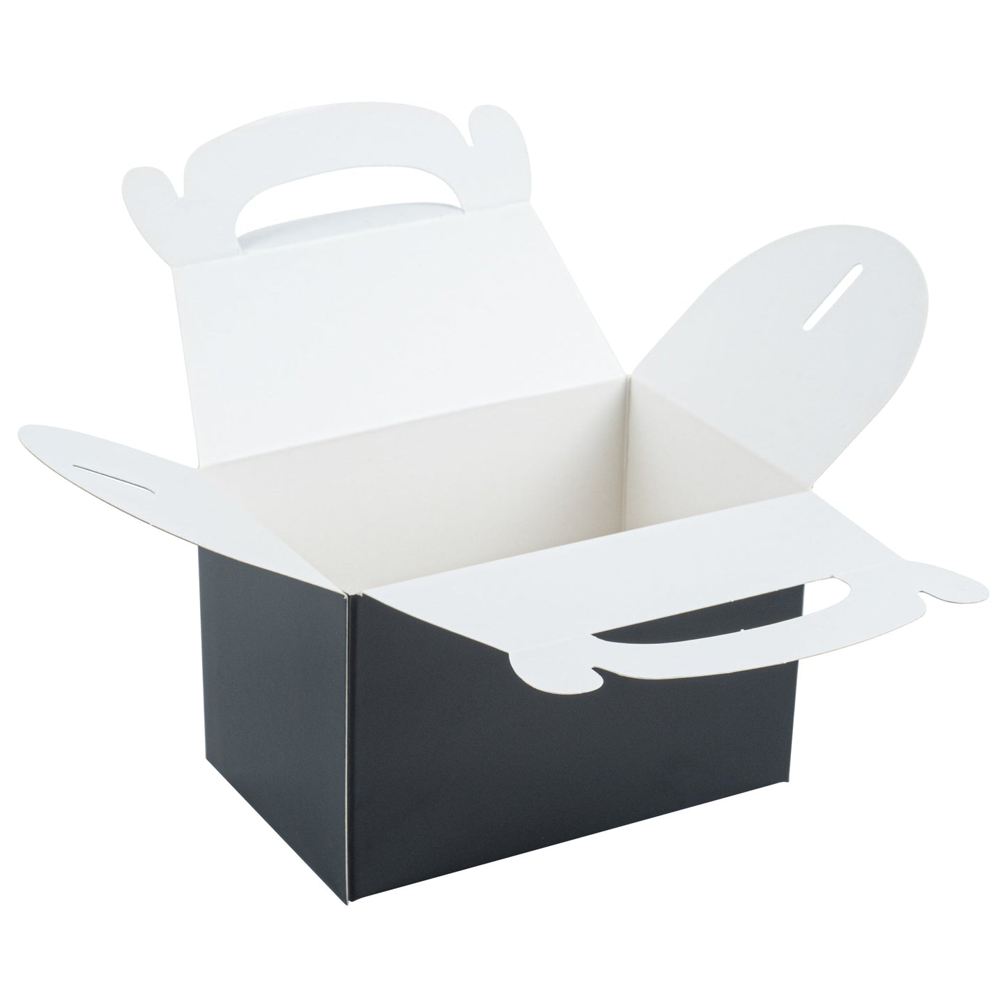 Bio Tek Black Paper Gable Box / Take Out Container - Greaseproof - 4" x 2 1/2" x 2 1/2" - 100 count box