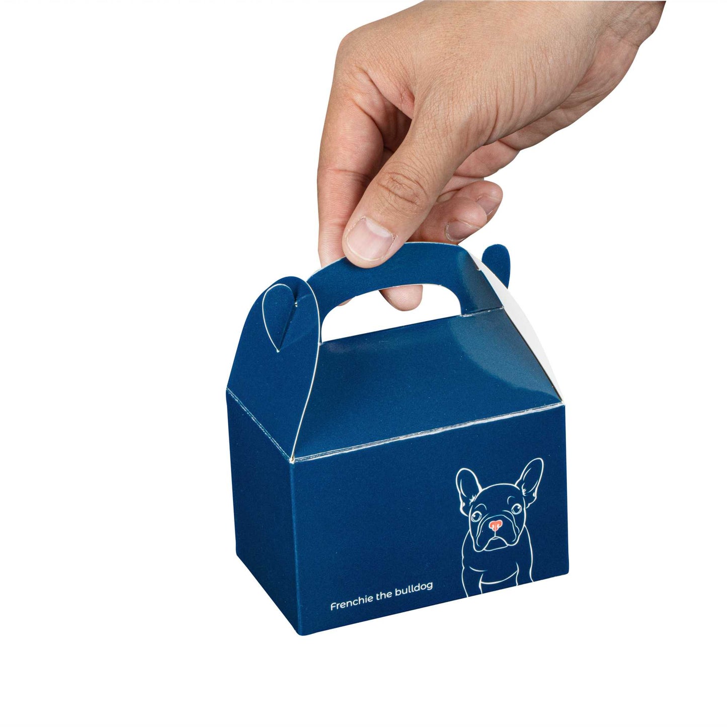 Bio Tek Frenchie Paper Gable Box / Take Out Container - Compostable - 4" x 2 1/2" x 2 1/2" - 25 count box