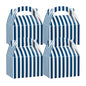 Bio Tek Blue & White Stripe Paper Gable Box / Take Out Container - Compostable - 4" x 2 1/2" x 2 1/2" - 100 count box