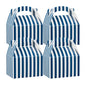 Bio Tek Blue & White Stripe Paper Gable Box / Take Out Container - Compostable - 4" x 2 1/2" x 2 1/2" - 25 count box
