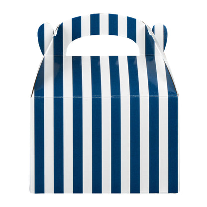 Bio Tek Blue & White Stripe Paper Gable Box / Take Out Container - Compostable - 4" x 2 1/2" x 2 1/2" - 100 count box