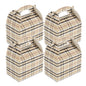 Bio Tek Plaid Paper Gable Box / Take Out Container - Compostable - 4" x 2 1/2" x 2 1/2" - 25 count box