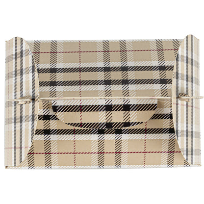 Bio Tek Plaid Paper Gable Box / Take Out Container - Compostable - 4" x 2 1/2" x 2 1/2" - 25 count box
