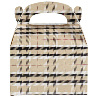 Bio Tek Plaid Paper Gable Box / Take Out Container - Compostable - 4" x 2 1/2" x 2 1/2" - 100 count box