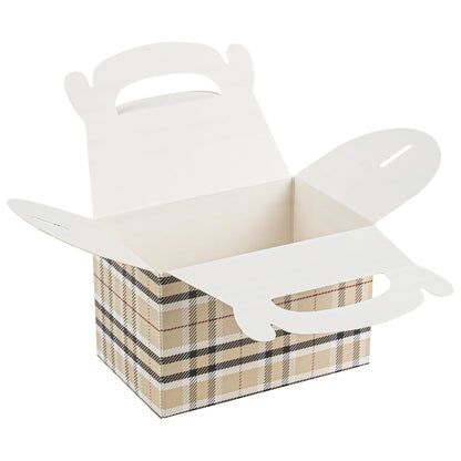 Bio Tek Plaid Paper Gable Box / Take Out Container - Compostable - 4" x 2 1/2" x 2 1/2" - 100 count box