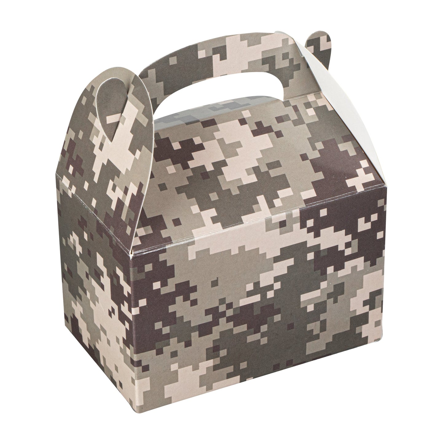 Bio Tek Camouflage Paper Gable Box / Take Out Container - Compostable - 4" x 2 1/2" x 2 1/2" - 100 count box