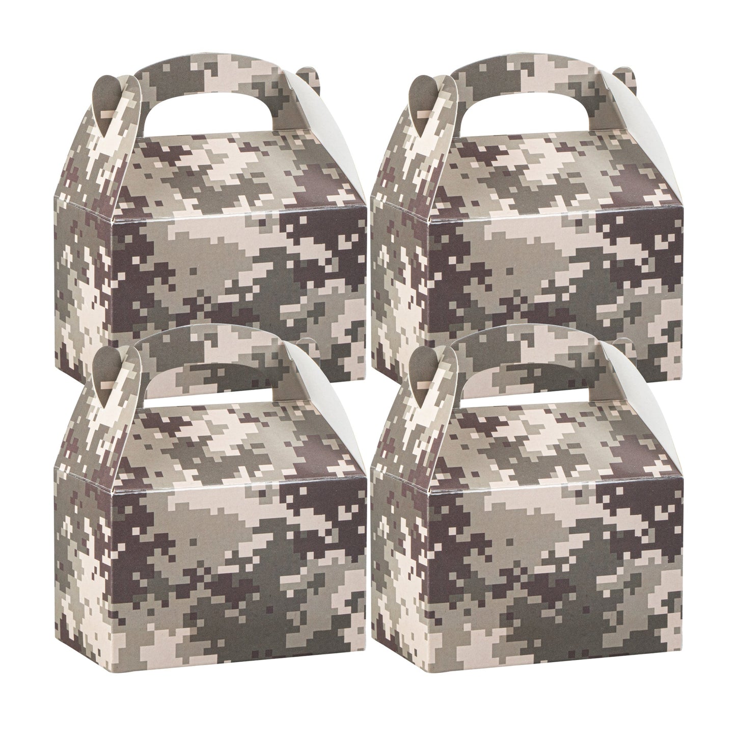 Bio Tek Camouflage Paper Gable Box / Take Out Container - Compostable - 4" x 2 1/2" x 2 1/2" - 100 count box