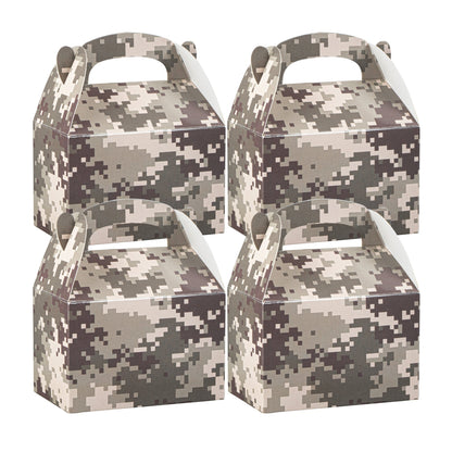 Bio Tek Camouflage Paper Gable Box / Take Out Container - Compostable - 4" x 2 1/2" x 2 1/2" - 100 count box