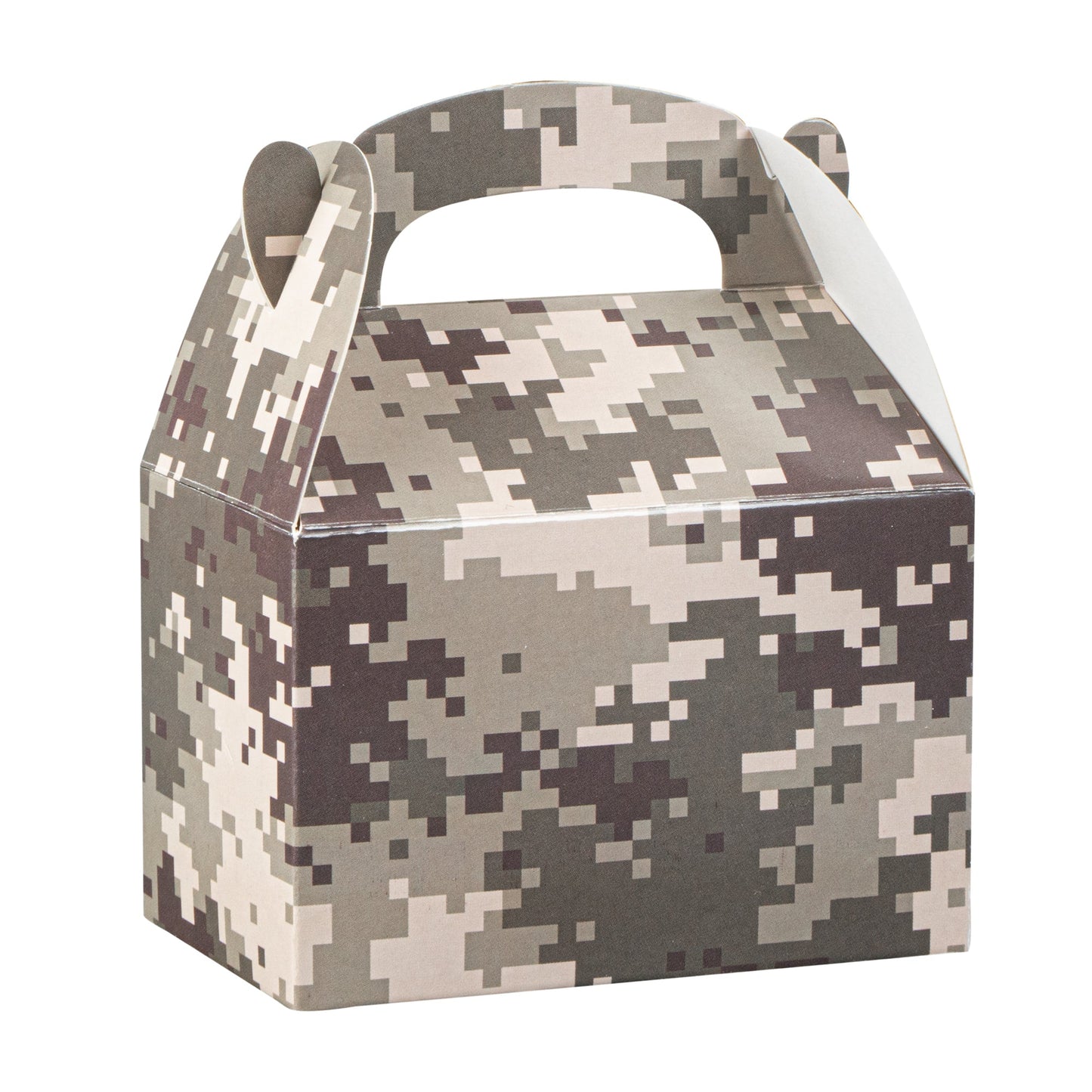 Bio Tek Camouflage Paper Gable Box / Take Out Container - Compostable - 4" x 2 1/2" x 2 1/2" - 100 count box