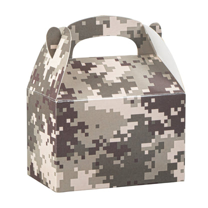 Bio Tek Camouflage Paper Gable Box / Take Out Container - Compostable - 4" x 2 1/2" x 2 1/2" - 100 count box