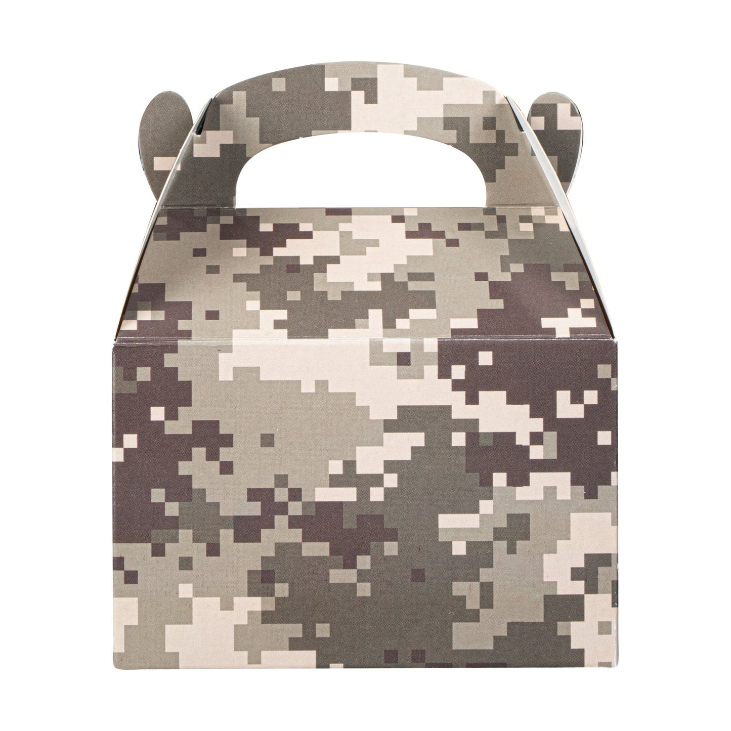Bio Tek Camouflage Paper Gable Box / Take Out Container - Compostable - 4" x 2 1/2" x 2 1/2" - 100 count box