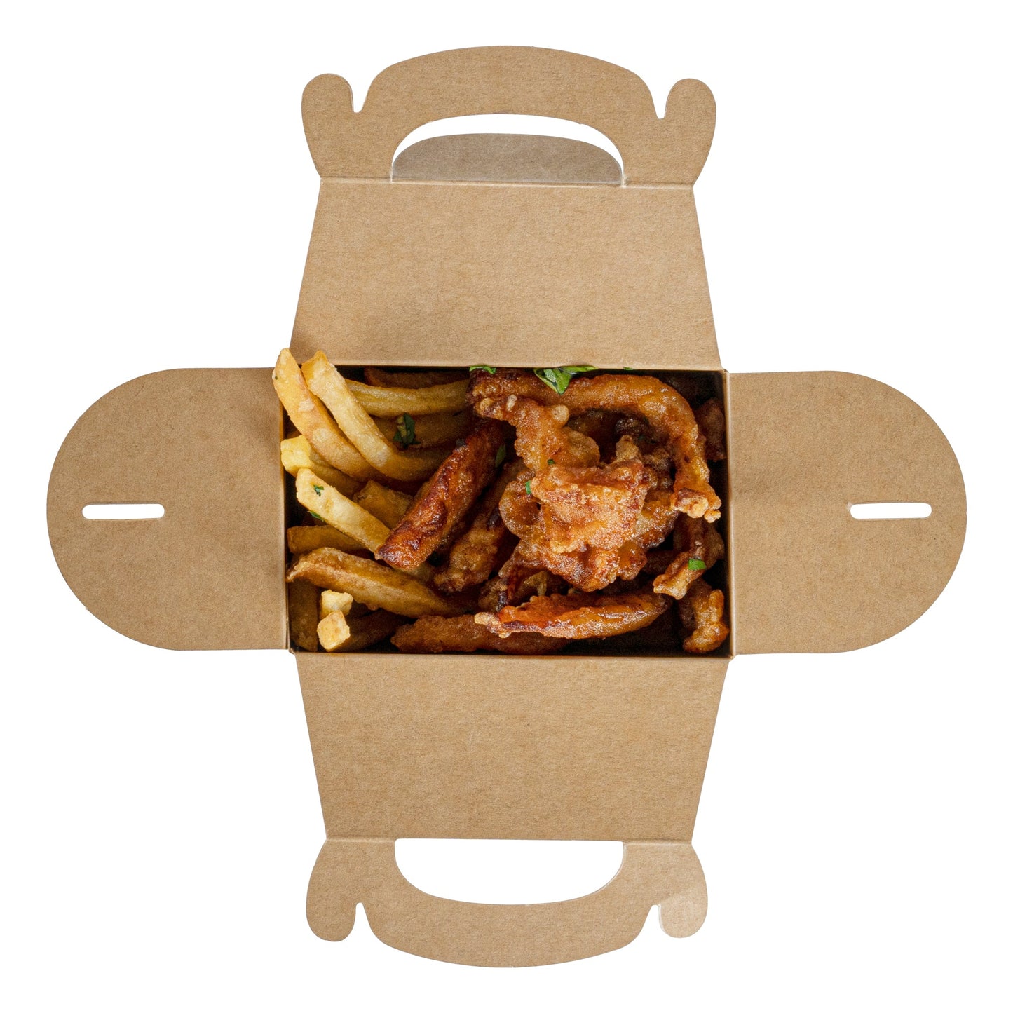 Bio Tek Kraft Paper Gable Box / Take Out Container - Greaseproof - 4" x 2 1/2" x 2 1/2" - 25 count box