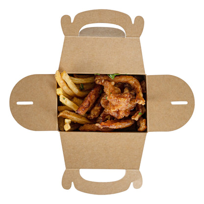 Bio Tek Kraft Paper Gable Box / Take Out Container - Greaseproof - 4" x 2 1/2" x 2 1/2" - 100 count box