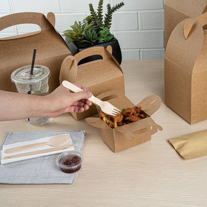 Bio Tek Kraft Paper Gable Box / Take Out Container - Greaseproof - 4" x 2 1/2" x 2 1/2" - 100 count box