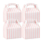 Bio Tek Pink & White Stripe Paper Gable Box / Take Out Container - Compostable - 4" x 2 1/2" x 2 1/2" - 100 count box