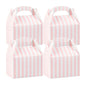 Bio Tek Pink & White Stripe Paper Gable Box / Take Out Container - Compostable - 4" x 2 1/2" x 2 1/2" - 25 count box