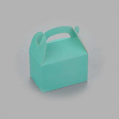 Bio Tek Turquoise Paper Gable Box / Take Out Container - Compostable - 4" x 2 1/2" x 2 1/2" - 25 count box