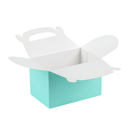 Bio Tek Turquoise Paper Gable Box / Take Out Container - Compostable - 4" x 2 1/2" x 2 1/2" - 25 count box