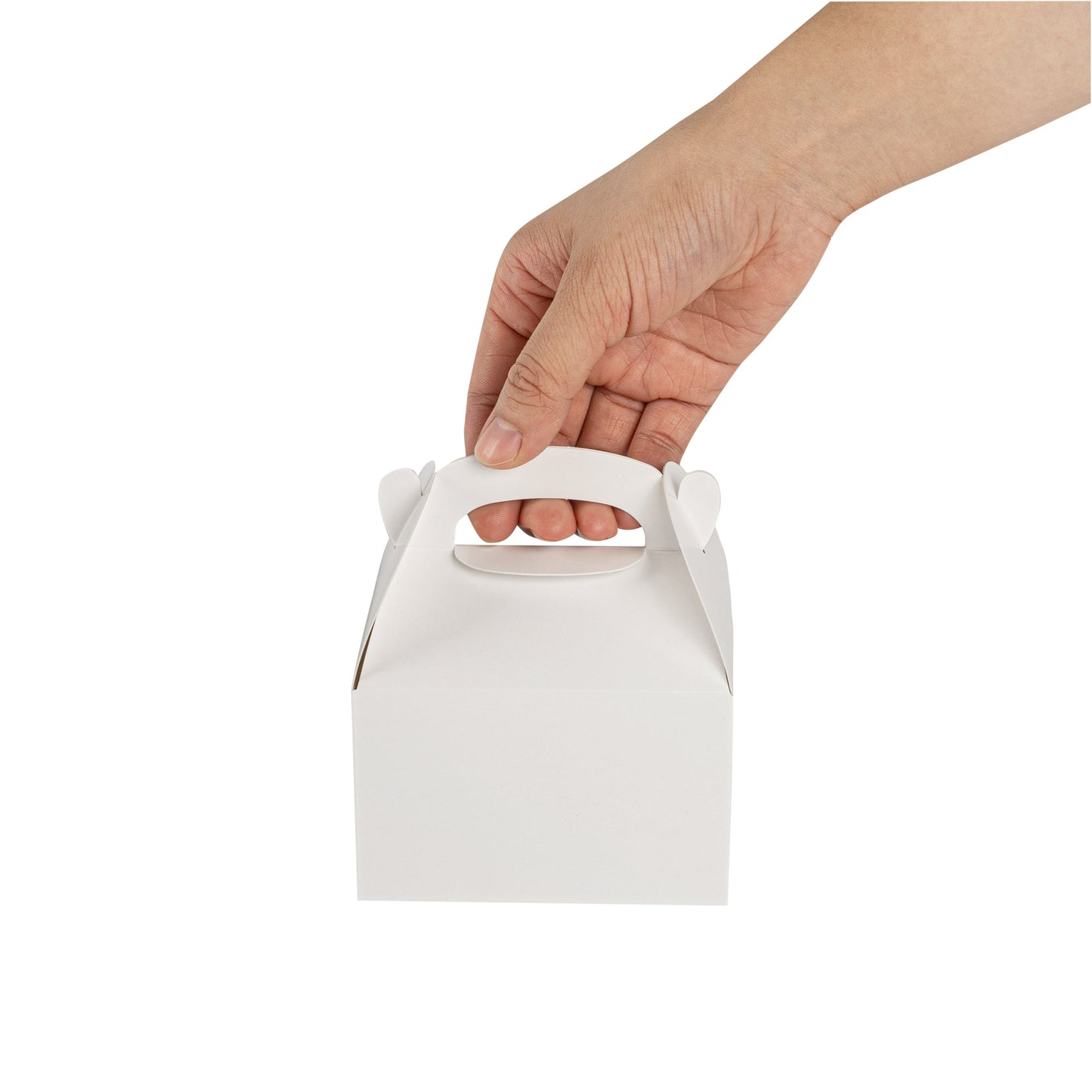 Bio Tek White Paper Gable Box / Take Out Container - Greaseproof - 4" x 2 1/2" x 2 1/2" - 25 count box