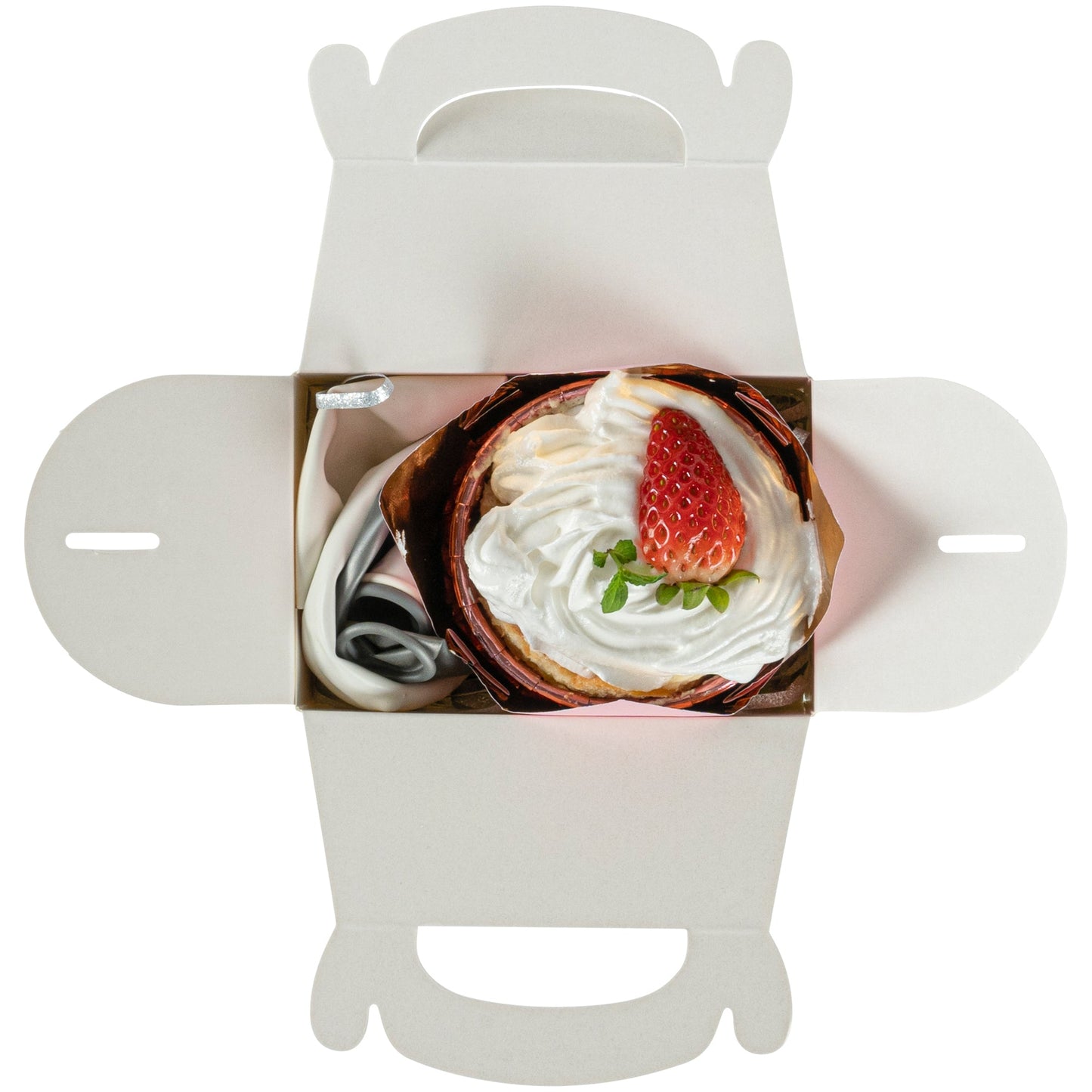 Bio Tek White Paper Gable Box / Take Out Container - Greaseproof - 4" x 2 1/2" x 2 1/2" - 25 count box