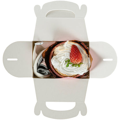 Bio Tek White Paper Gable Box / Take Out Container - Greaseproof - 4" x 2 1/2" x 2 1/2" - 25 count box