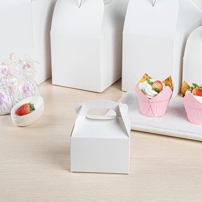 Bio Tek White Paper Gable Box / Take Out Container - Greaseproof - 4" x 2 1/2" x 2 1/2" - 25 count box