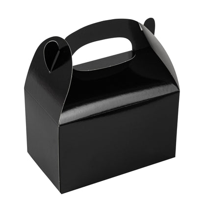 Bio Tek Black Paper Gable Box / Take Out Container - Greaseproof - 6" x 3 1/2" x 3 1/2" - 25 count box