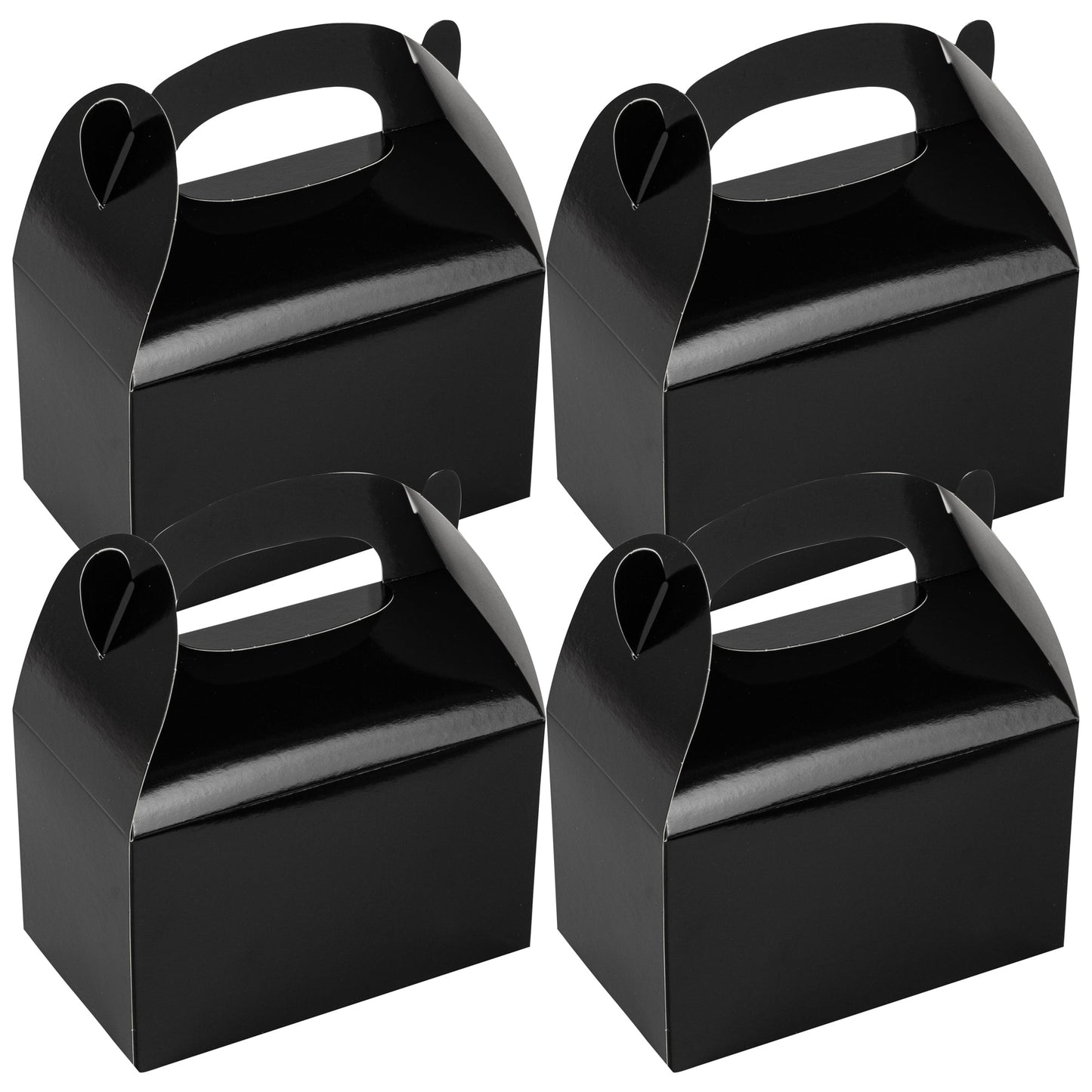 Bio Tek Black Paper Gable Box / Take Out Container - Greaseproof - 6" x 3 1/2" x 3 1/2" - 25 count box