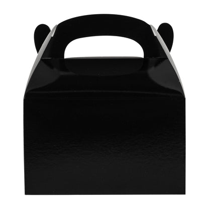Bio Tek Black Paper Gable Box / Take Out Container - Greaseproof - 6" x 3 1/2" x 3 1/2" - 25 count box