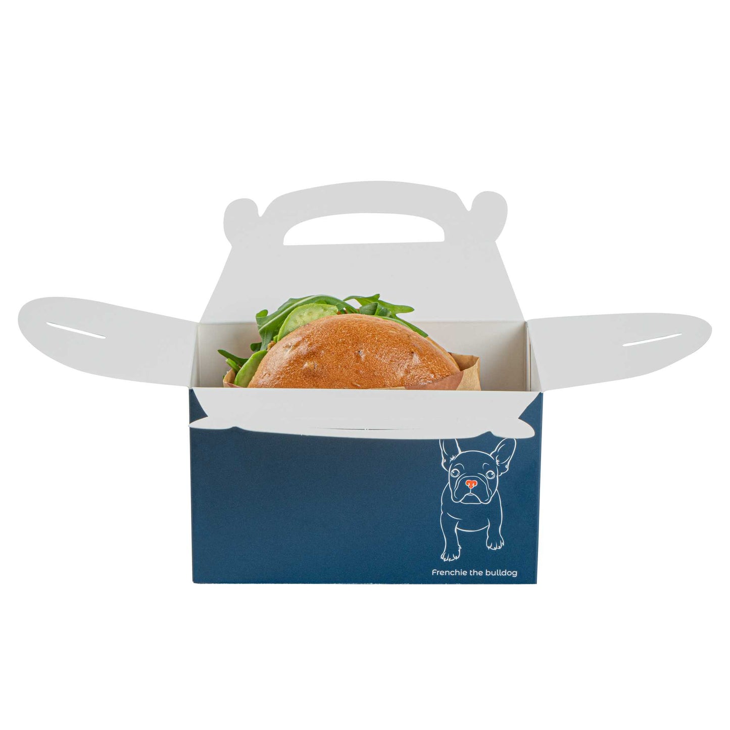 Bio Tek Frenchie Paper Gable Box / Take Out Container - Compostable - 6" x 3 1/2" x 3 1/2" - 25 count box