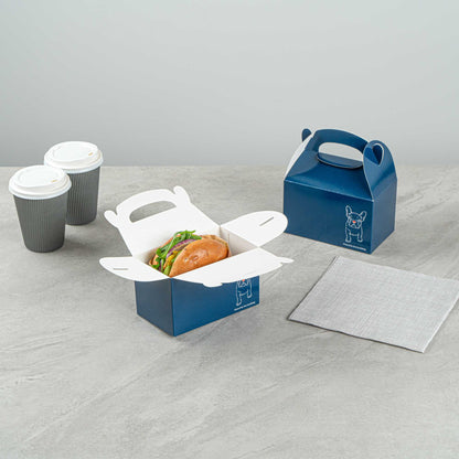 Bio Tek Frenchie Paper Gable Box / Take Out Container - Compostable - 6" x 3 1/2" x 3 1/2" - 25 count box