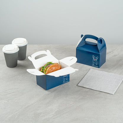 Bio Tek Frenchie Paper Gable Box / Take Out Container - Compostable - 6" x 3 1/2" x 3 1/2" - 100 count box