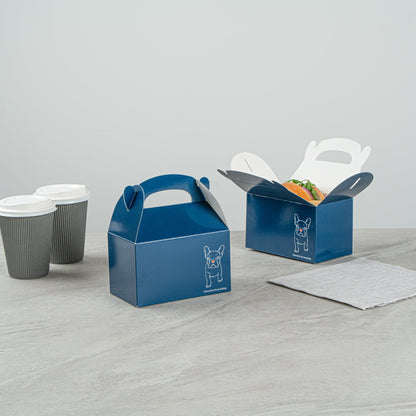 Bio Tek Frenchie Paper Gable Box / Take Out Container - Compostable - 6" x 3 1/2" x 3 1/2" - 100 count box