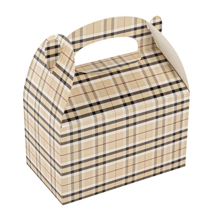 Bio Tek Plaid Paper Gable Box / Take Out Container - Compostable - 6" x 3 1/2" x 3 1/2" - 100 count box
