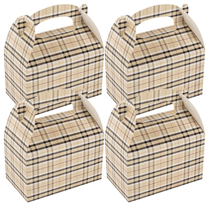 Bio Tek Plaid Paper Gable Box / Take Out Container - Compostable - 6" x 3 1/2" x 3 1/2" - 100 count box