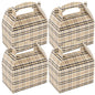 Bio Tek Plaid Paper Gable Box / Take Out Container - Compostable - 6" x 3 1/2" x 3 1/2" - 100 count box