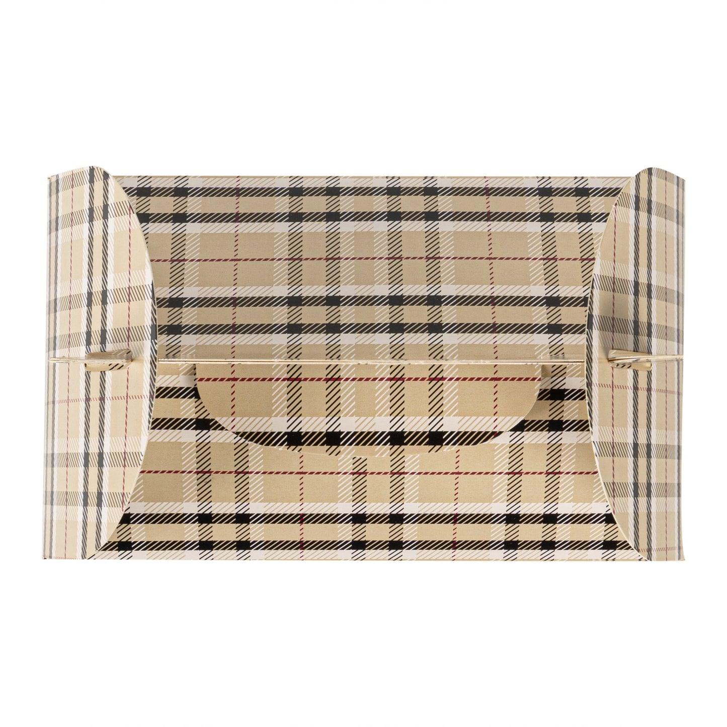 Bio Tek Plaid Paper Gable Box / Take Out Container - Compostable - 6" x 3 1/2" x 3 1/2" - 25 count box